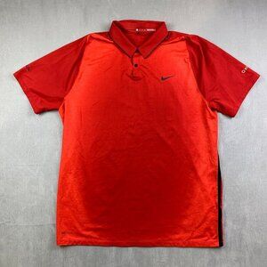 Nike Tiger Woods Mens Shirt XL Red Gradient Polo Golf Dri Fit Stretch Colorblock